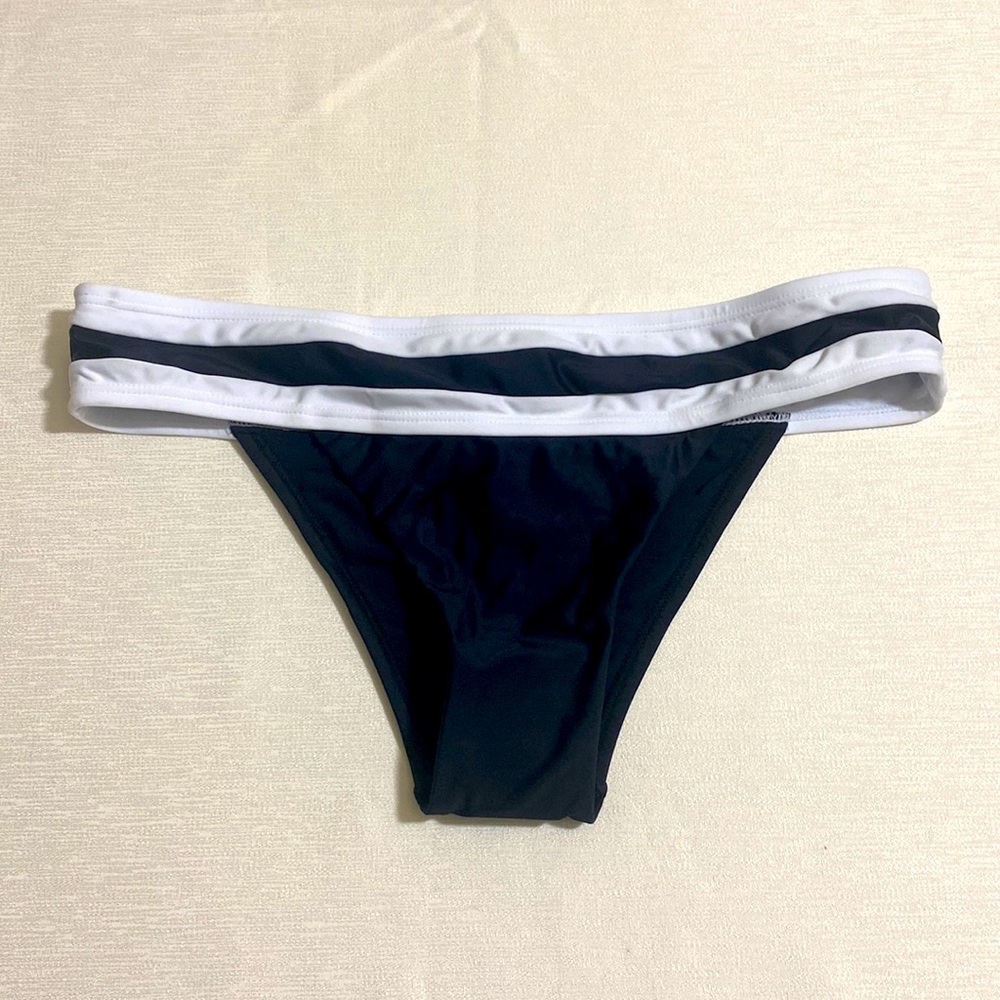 PILYQ Women's Midnight Gold Banned ColorBlock Teeny Bikini Bottom Size L